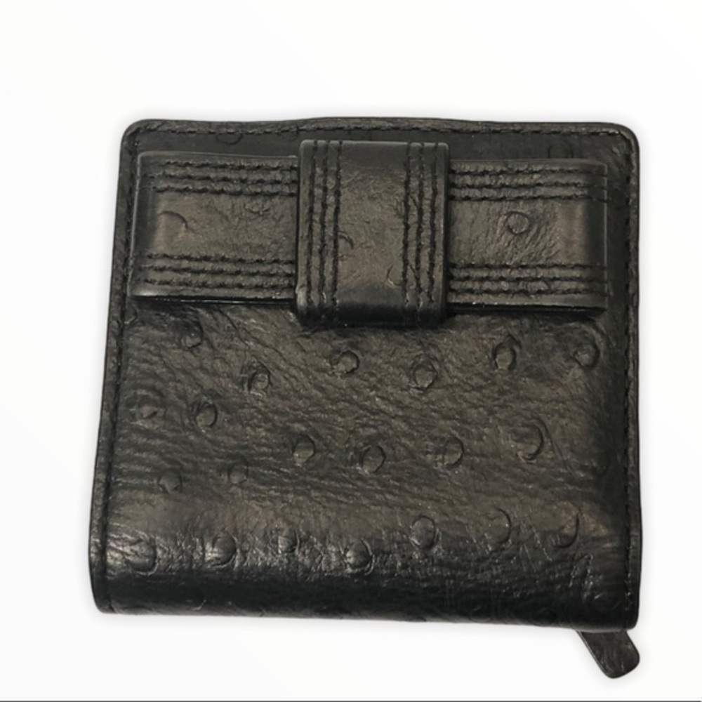 Kate spade black ostrich embossed leather wallet